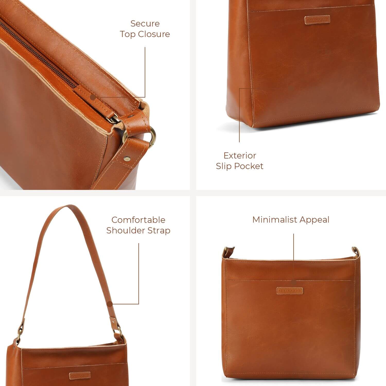 Dreieckige Schultertasche Lissabon | | Hellbraun