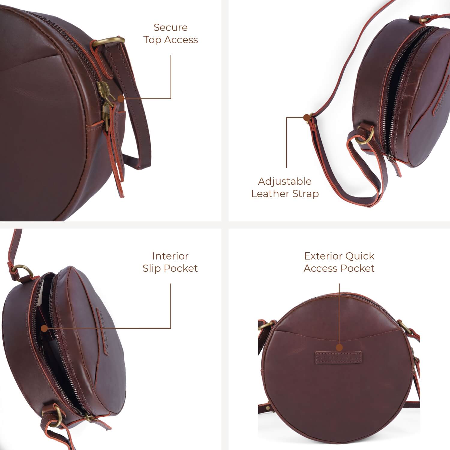 Seville Damen-Umhängetasche „Circle“ | Braun