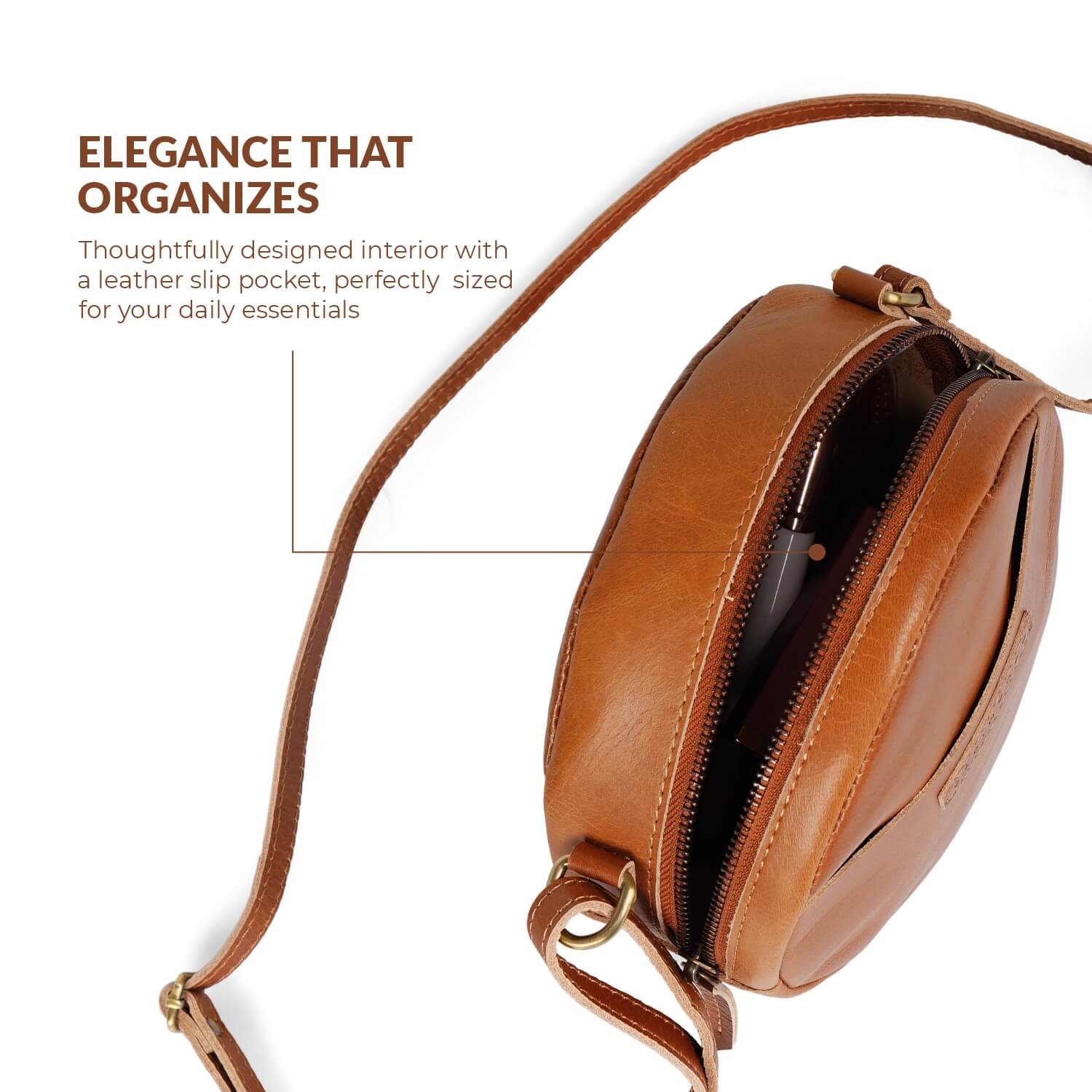 Seville Damen-Umhängetasche „Circle“ | | Hellbraun