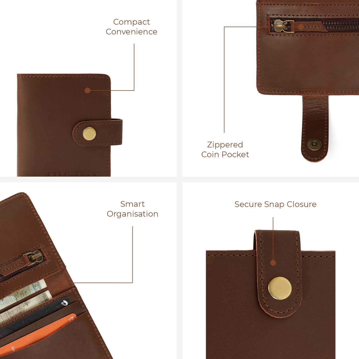 Prager Mini-Geldbörse (zweifach faltbar) | Braun