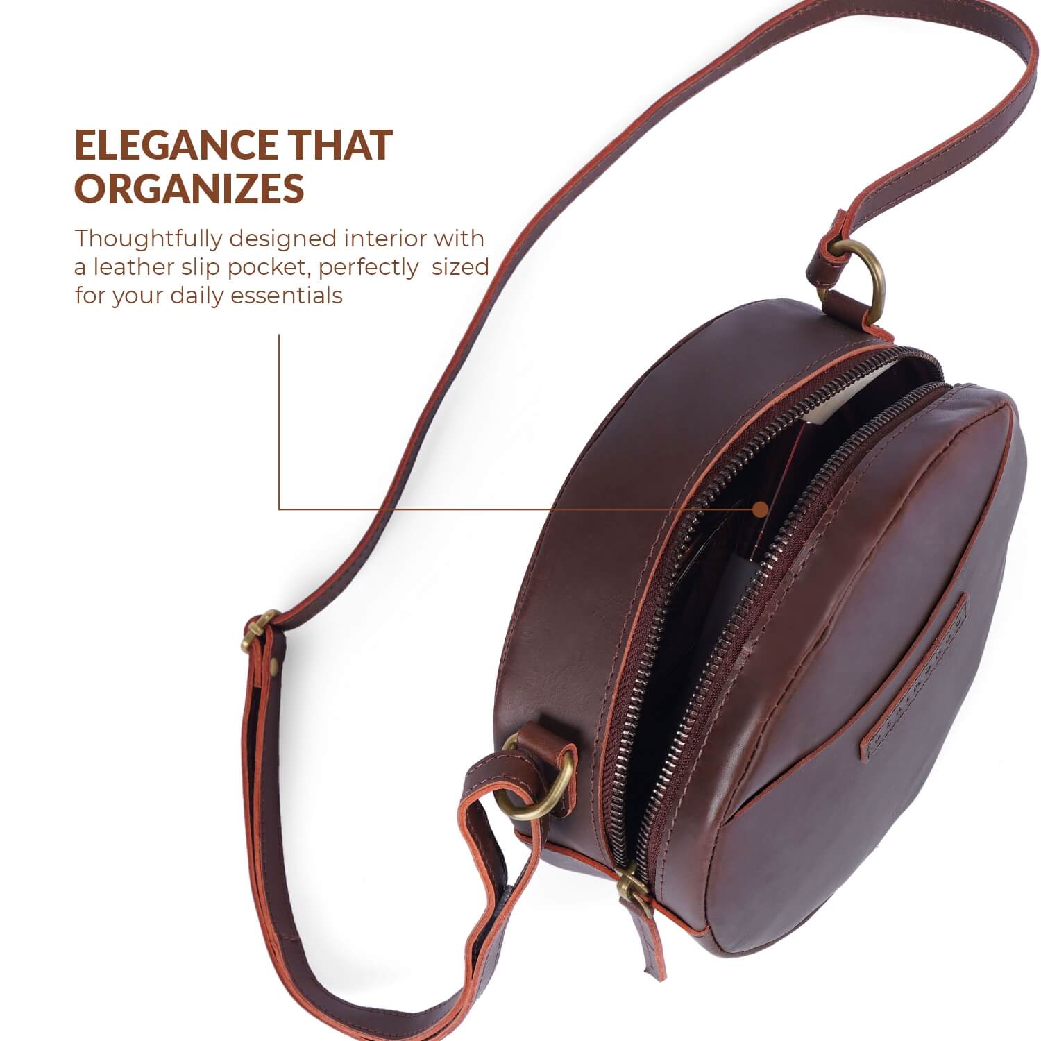 Seville Damen-Umhängetasche „Circle“ | Braun